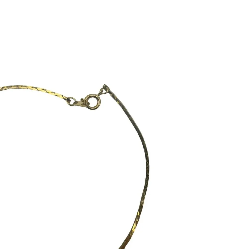 Vintage Gold-Tone Necklace With Pink Rose Accents & Delicate Chain Pre-Owned